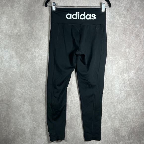 Adidas Leggings Womens Medium Black Climalite Cropped Stretch Pull On Athleisure - Picture 7 of 10